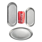 plateau service ovale acier inoxydable argenté vintage finition patinée personnalisable