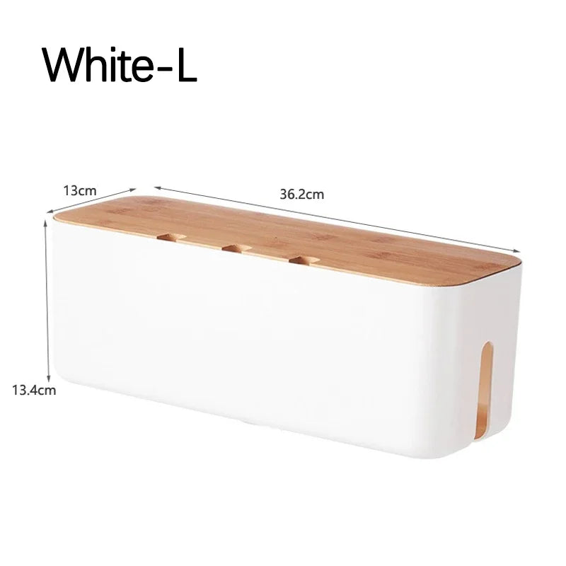 boîte rangement blanc texture bois moderne organisation fil câble réutilisable plastique