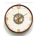 horloge murale moderne élégante face unique bois chiffres dorés aiguilles secondes quartz batterie