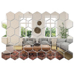 miroir hexagonal moderne adhésif argenté géométrique acrylique 45 pièces DIYcoration