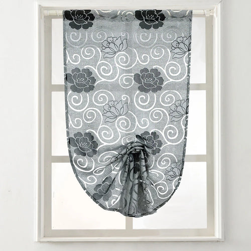 rideau moderne fleur gris rose blanc transparent 100 polyester chambre salon