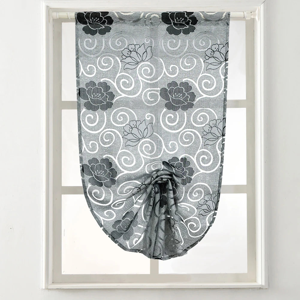 rideau moderne fleur gris rose blanc transparent 100 polyester chambre salon