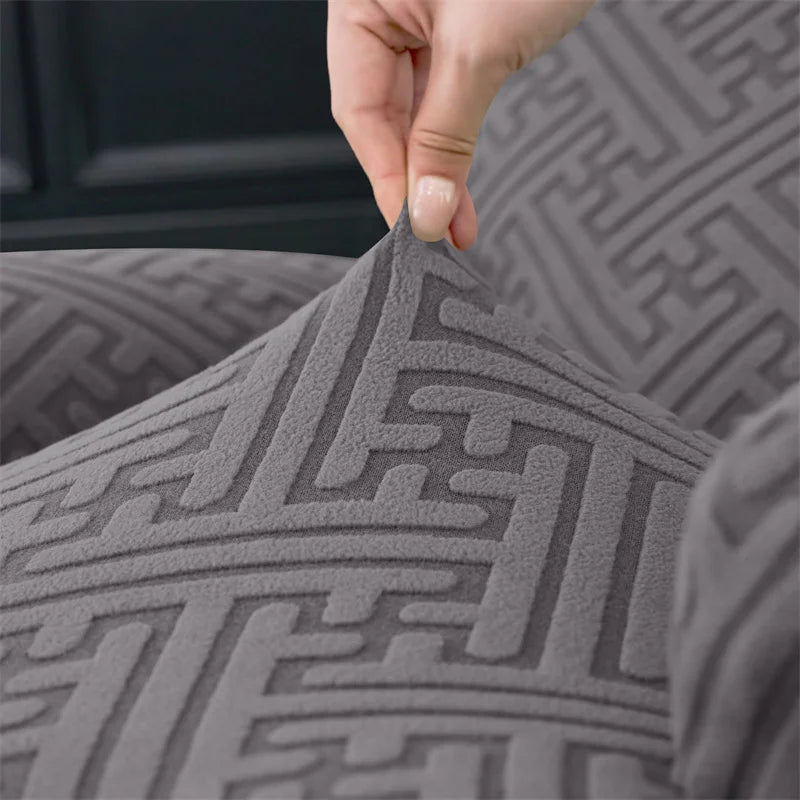 housse canapé inclinable gris jacquard moderne extensible poches fauteuil salon maison