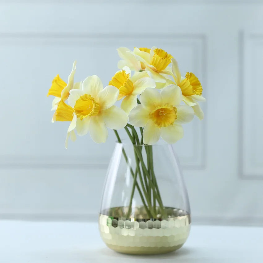 fleurs artificielles jonquille printemps décoration intérieure mariage blanc jaune 38cm 20pièces