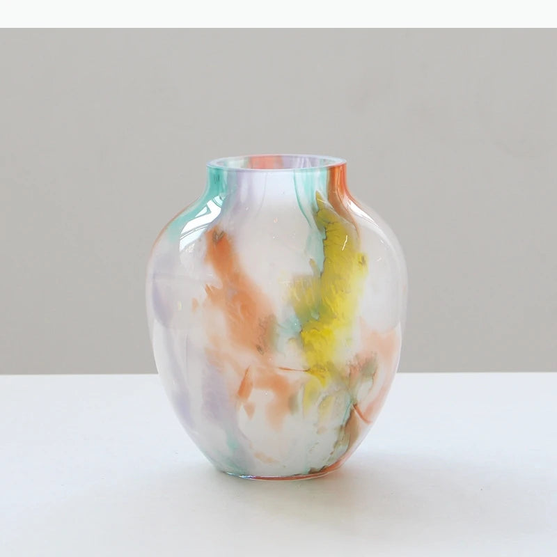 vases modernes abstraits multicolores effet aquarelle branches fleurs petits cailloux
