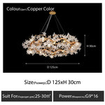 suspension lumineuse moderne dorée branches fleurs transparentes cristal haute luxure