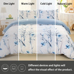 housse couette motif floral moderne 100 polyester couverture taies oreiller bleu blanc