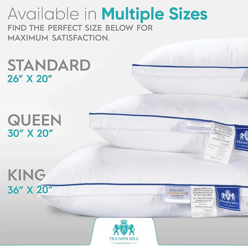 coussin blanc duvet d'oie plumes coton pur grande taille literie maison moderne