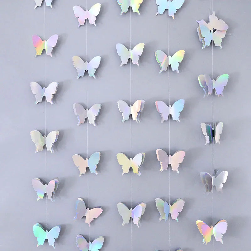 guirlande papillons 3d multicolore moderne adhésif mariage anniversaire décoration événement festive