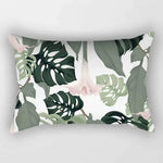 coussin rectangulaire décoratif motif feuilles tropicales fleurs papillons moderne chambre salon maison 30x50cm
