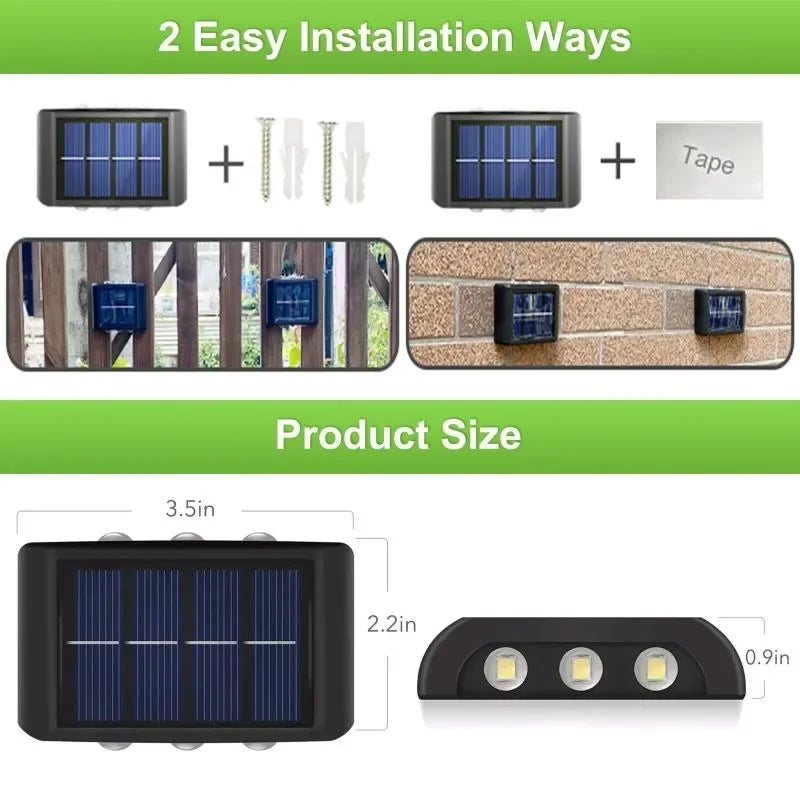 applique murale solaire noire 10 led lumière blanche moderne auto installationextérieur
