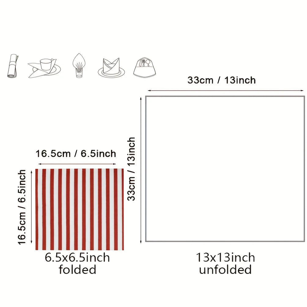 serviettes papier rayures rouges festives dimensions 33x13cm classique usage maison restaurantpaquelettes 20 40 60
