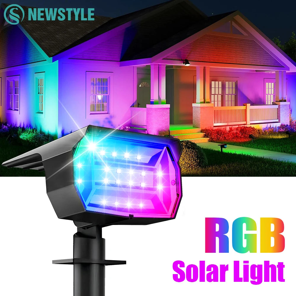 projecteur solaire 20 led rgb moderne noir ip65 étanche urgence extérieur jardin led