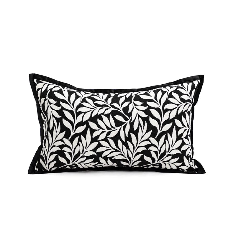 housse coussin décorative carrée motif noir blanc moderne canapé salon maison