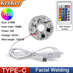 module lumineux led blanc circulaire facial welding câble usb type tactile 3w 5v