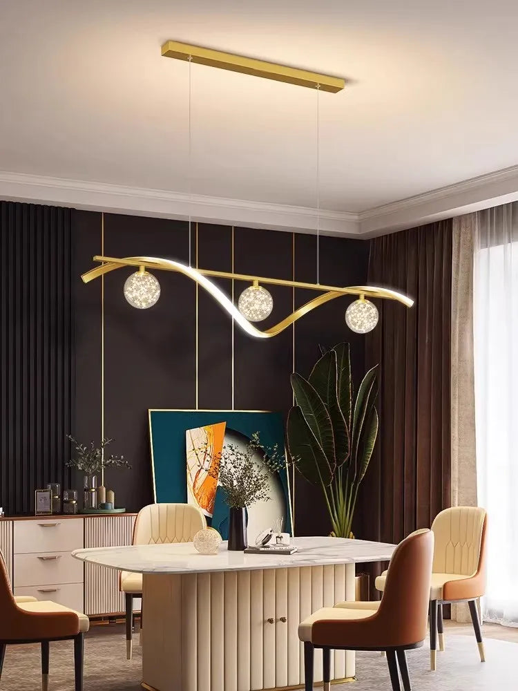 suspension lumineuse moderne or noir blanc sphères translucides élégant led chambre salon