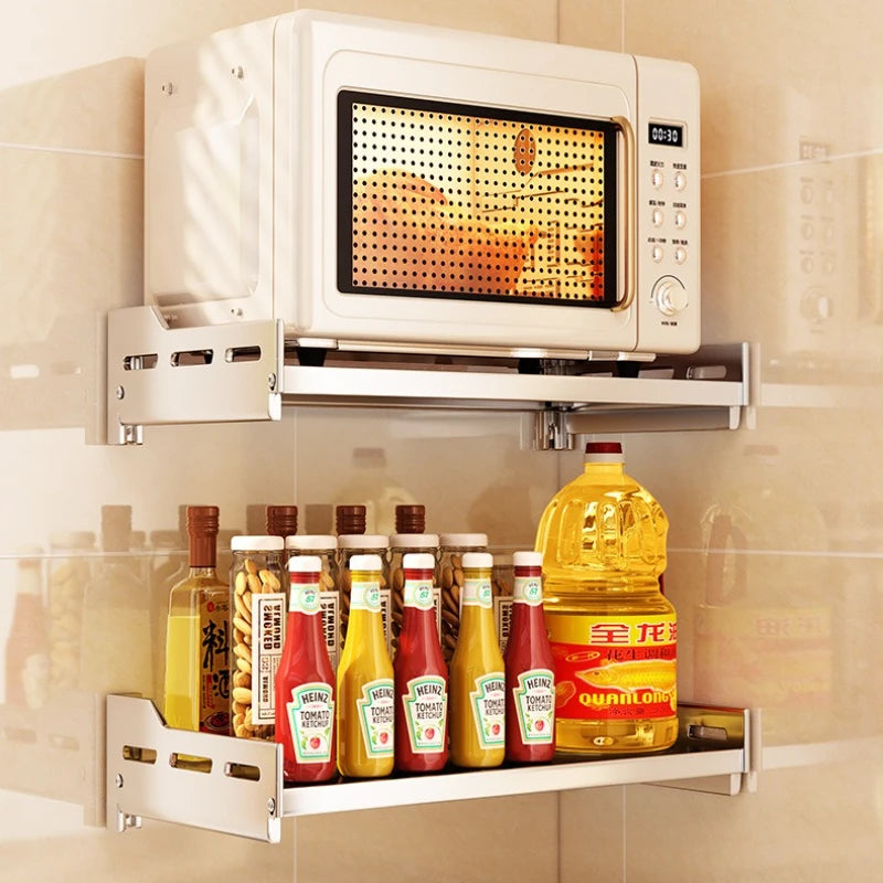 étagères murales argentées lisses imperméables multifonctions clips modernes cuisine rangement sans perçage