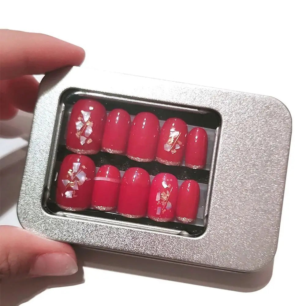 boîte métallique réutilisable noir mat classique rangement ongles artificiels respectueux environnement transparent fil écouteur