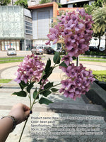 bouquet hortensia soie rose clair feuilles vertes réaliste décoration intérieure mariage anniversaire pendaison crémaillère