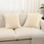 housse coussin bohème coton lin crochet beige vintage zippée maison canapé chaise voiture 45x45cm