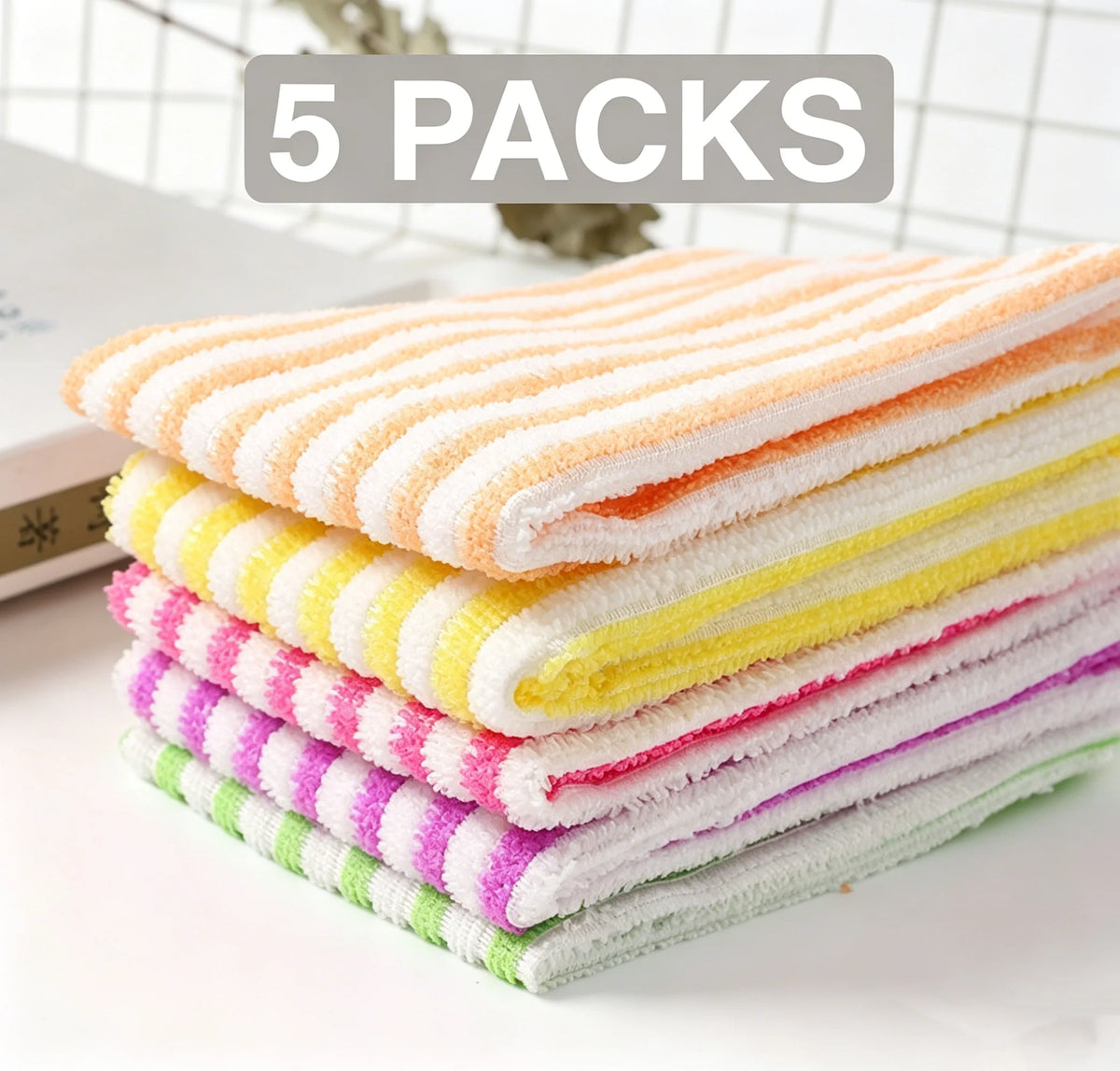 torchons microfibre couleurs mixtes rayures horizontales absorbants réutilisables nettoyage moderne utilitaire 30x30cm