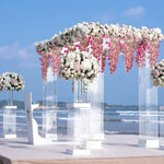 guirlande fleurs artificielles violettes blanches roses feuilles vertes extérieur moderne décoration branches accrochéesextérieur exposition