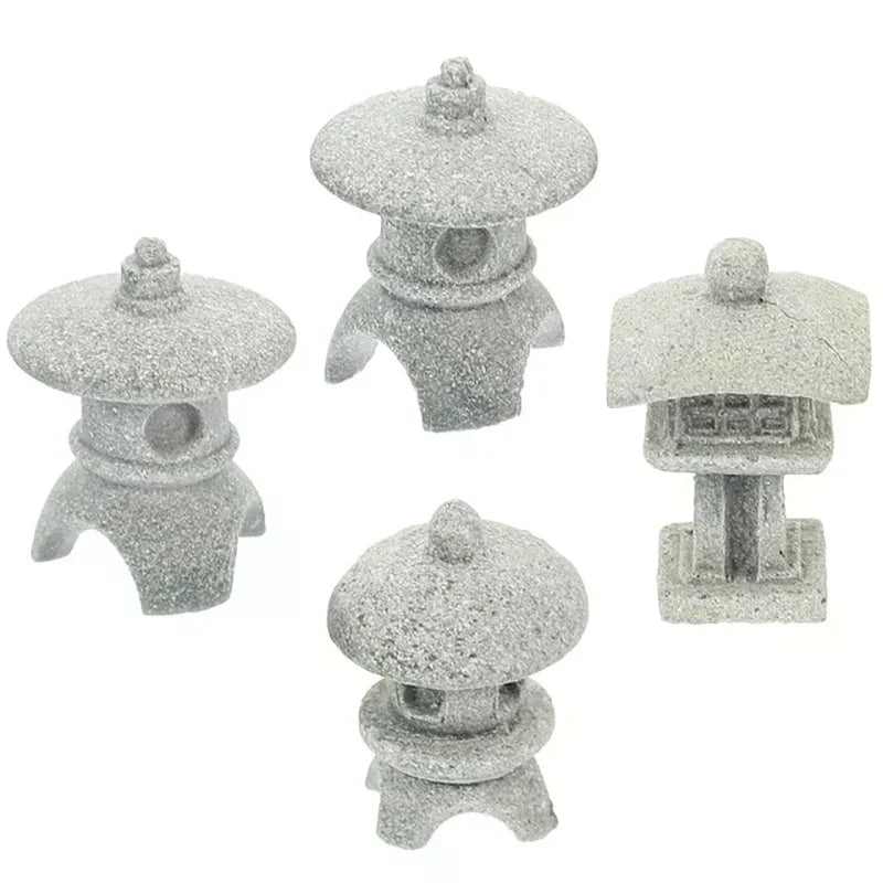 Lanternes miniatures traditionnelles gris texture granit opaques accessoire décoration intérieure maison