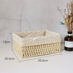 paniers rangement tissu dentelle beige rustique boho chic set trois tailles différentes