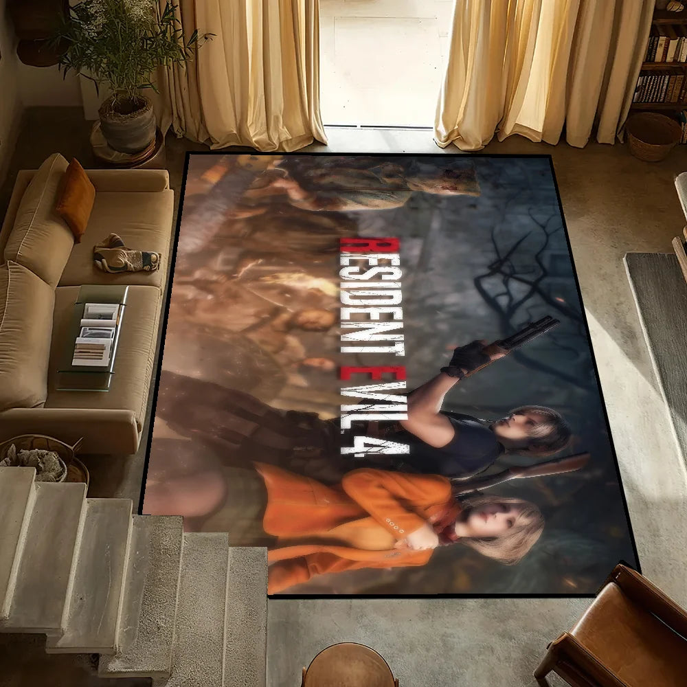 tapis resident evil multicolore antidérapant illustration post apocalyptique personnages armés