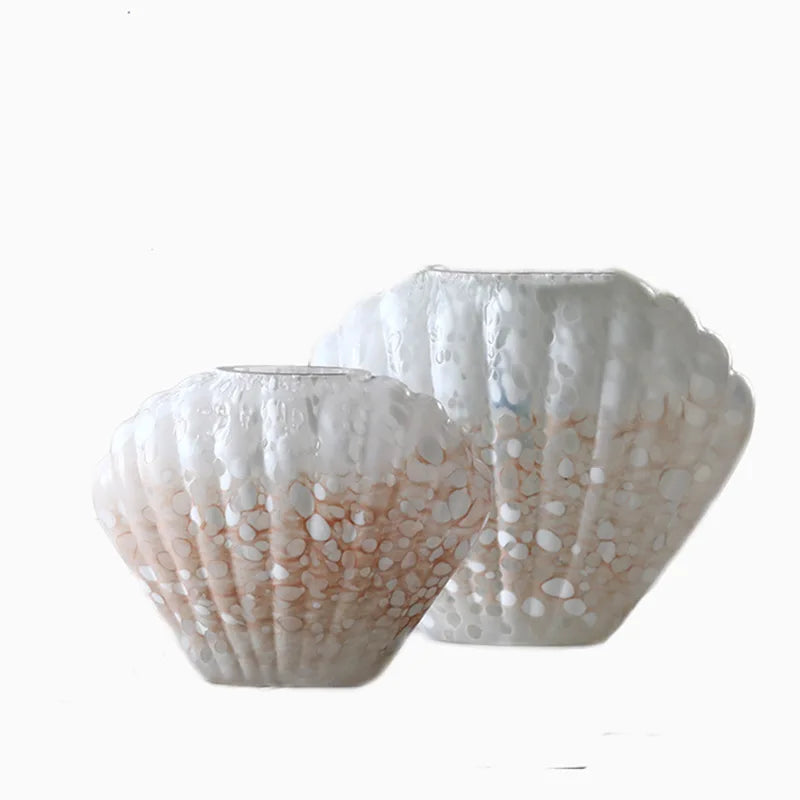 vase decoratif coquillage blanc rose table maison fleurs nature