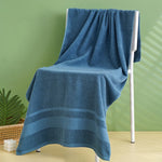 serviettes bain coton rose clair blanc bleu marine rayures horizontales classiques 70x140cm 34x74cm
