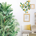 stickers muraux feuilles vertes bananier citronnier nature tropical adhésif salon enfant diy