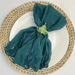 serviettes gaze coton bleu clair rayures fines élégantes mariage table décoration rustic farmhouse