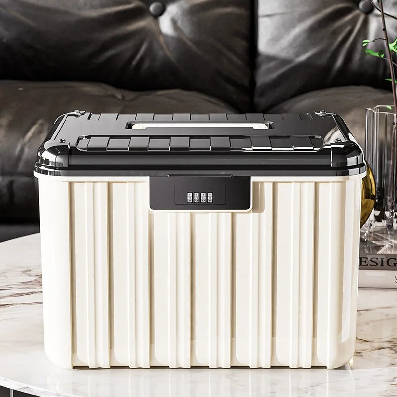 boîte rangement bijoux serrure combinaison moderne beige rayures poignée storage boxABS