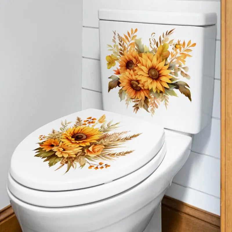 décoration murale autocollante rustique motif tournesol fleurs salle bain salon chambre