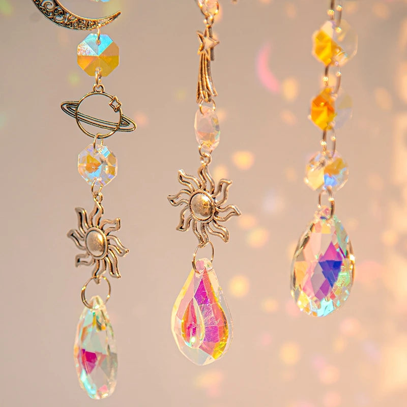 guirlande décorative or transparente étoiles lunes soleils cristal boho vintage romantique