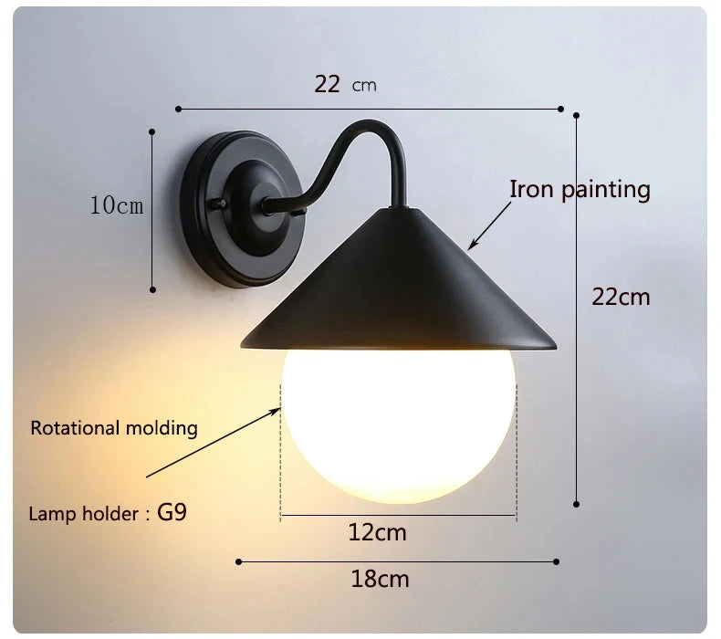 applique murale extérieure led moderne minimaliste noir blanche sphere e27 fixée mur plaque