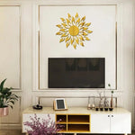 miroir mural moderne argent doré noir feuilles stylisées adhésif décoration maison abstrait set multiple