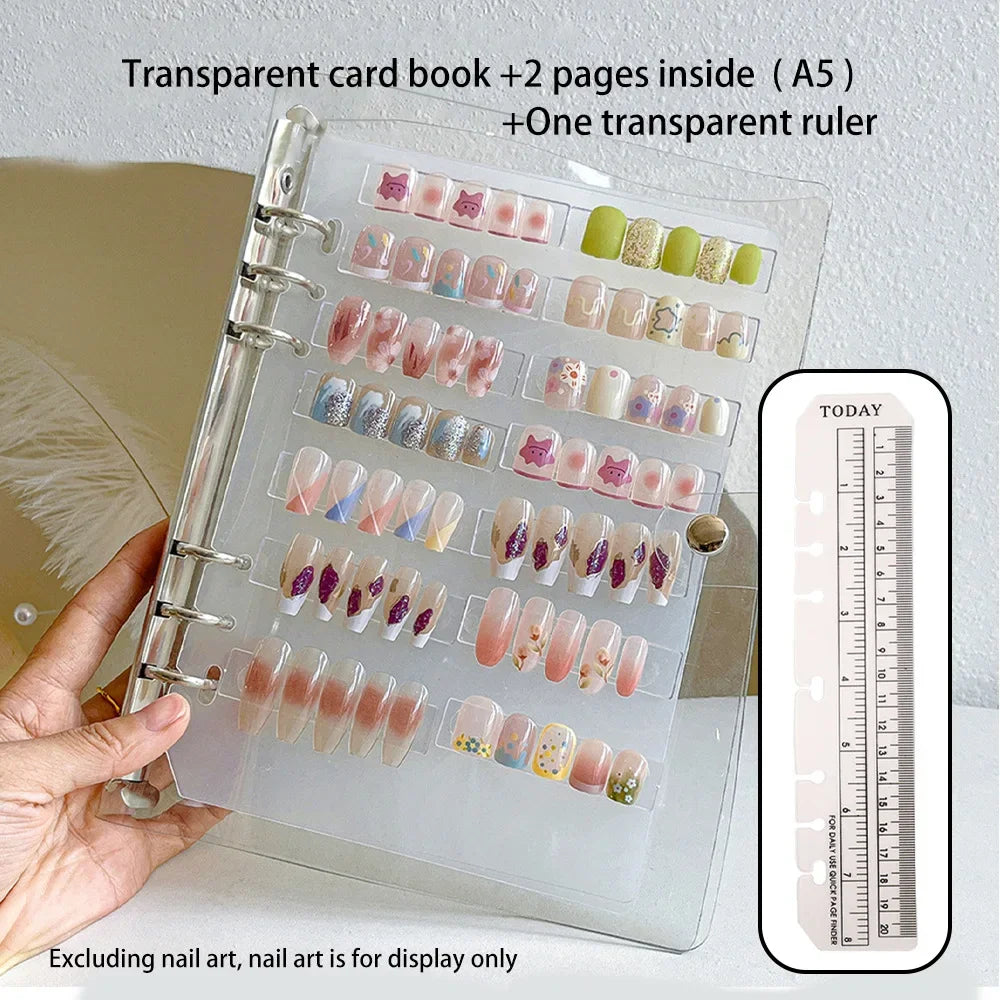 présentoir moderne faux ongles divers couleurs motifs boîtes rangement transparentes autocollants