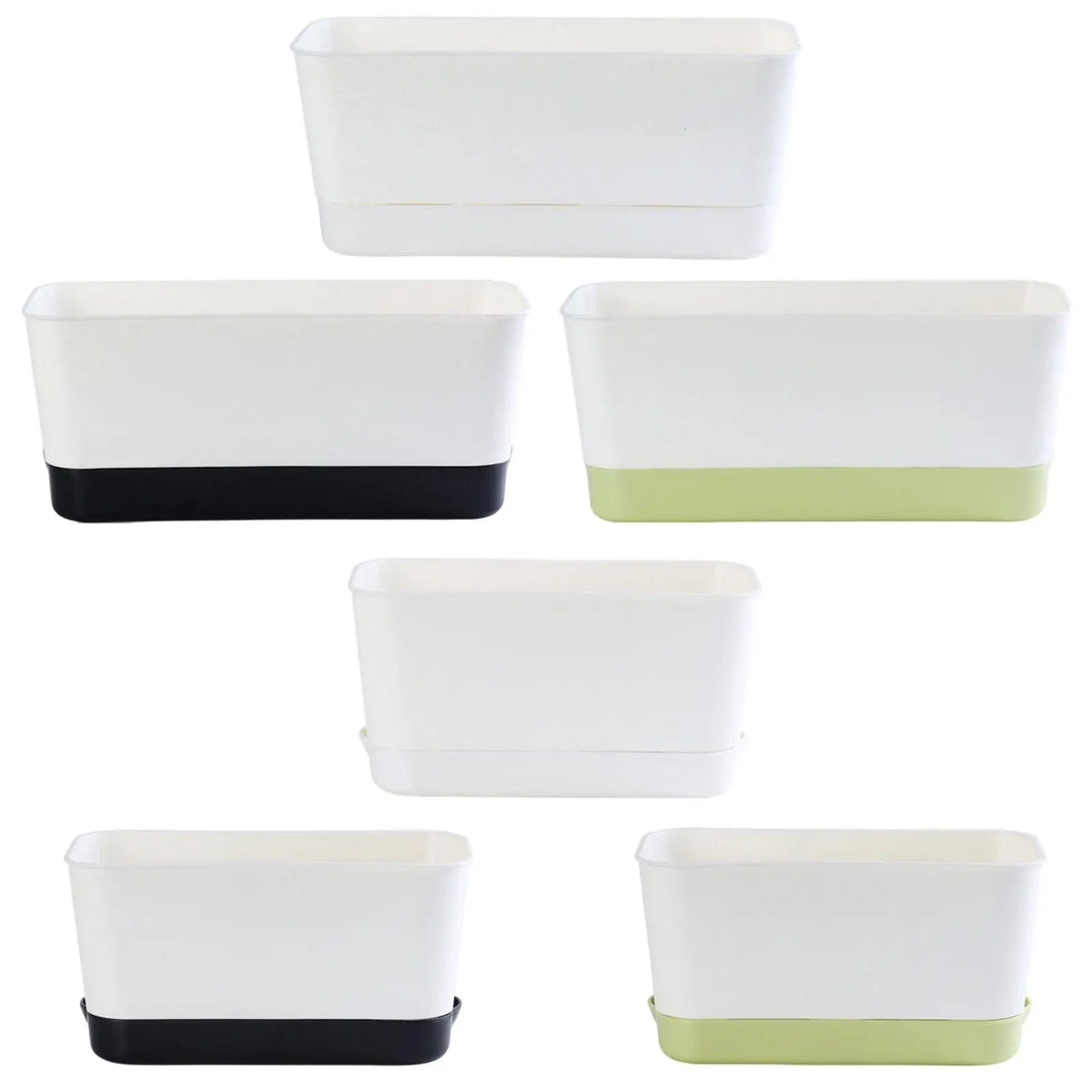 jardinière moderne bac fleurs auto arrosante pot rectangulaire intérieur extérieur balcon vert blanc noir