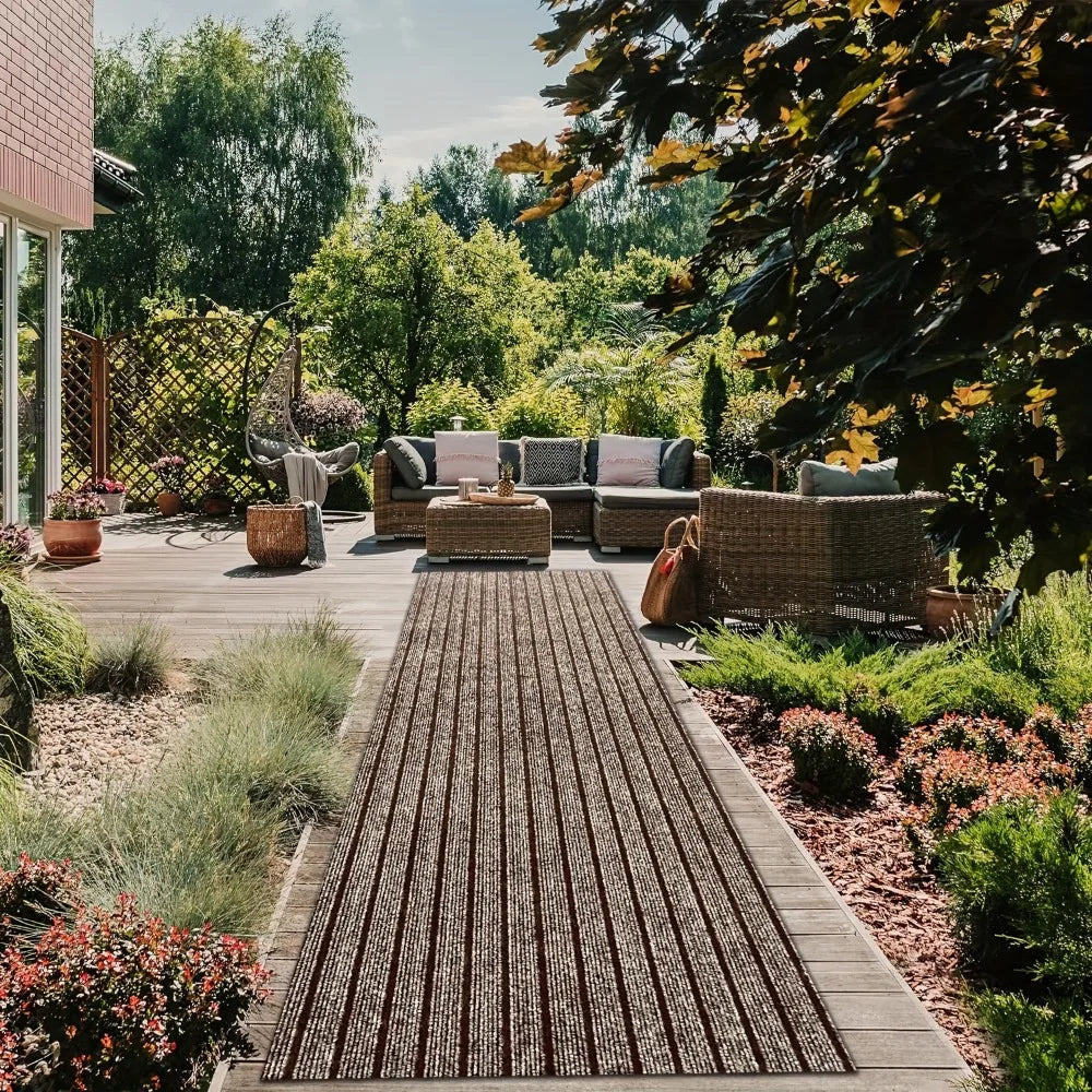 tapis sol imperméable antidérapant résistant bactéries extérieur moderne rayures horizontales gris rouge