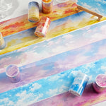 rubans décoratifs bleus blancs modernes nuages ciel adhésifs scrapbooking artisanat