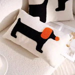 coussins brodés chiens modernes respectueux environnement polyester coton blanc noir orange