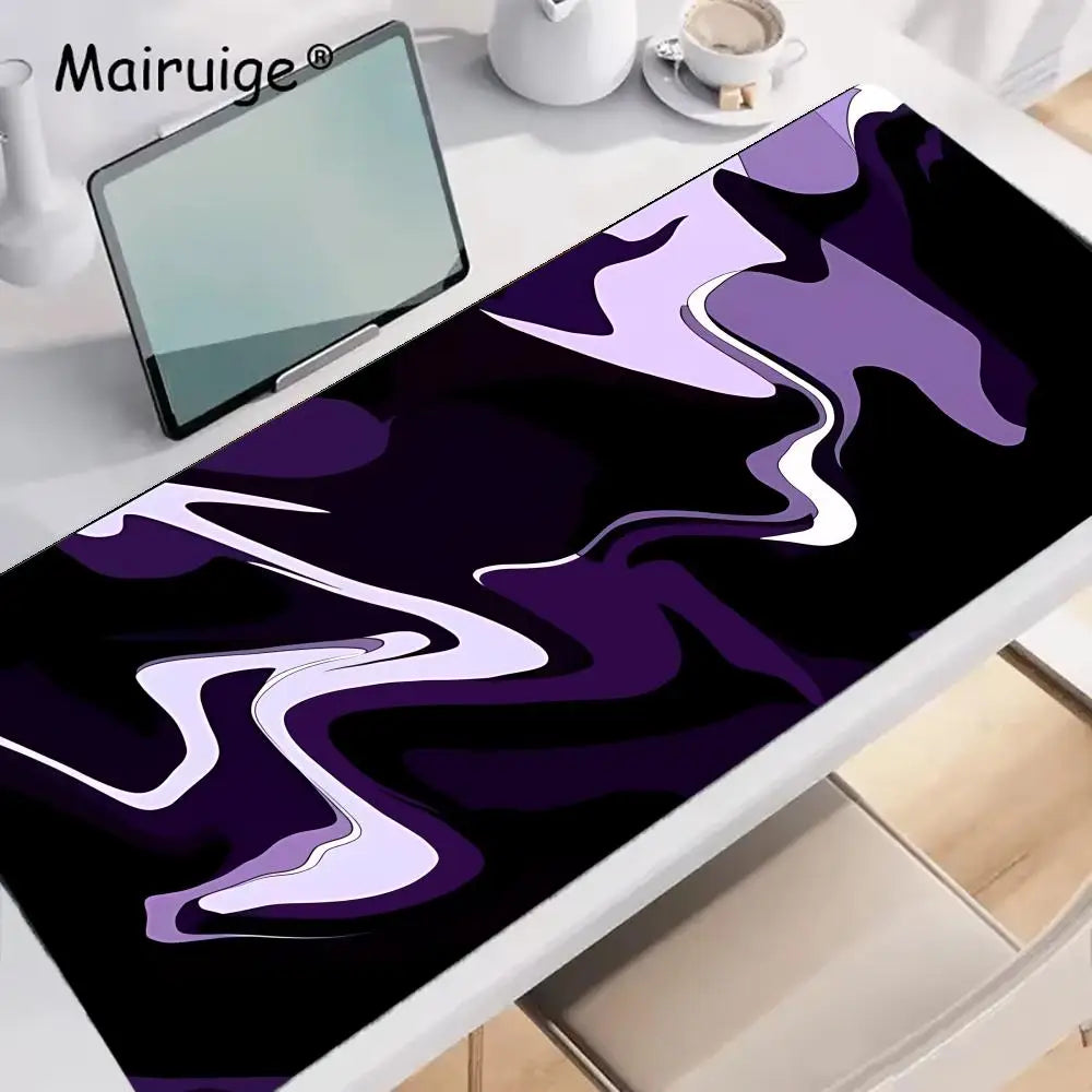 tapis souris abstrait noir violet moderne adhésif gamer fluide ondulé travail