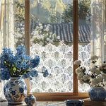 sticker fenêtre décoratif art déco vague floral semi transparent adhésif réutilisable décoration maison nouvelle