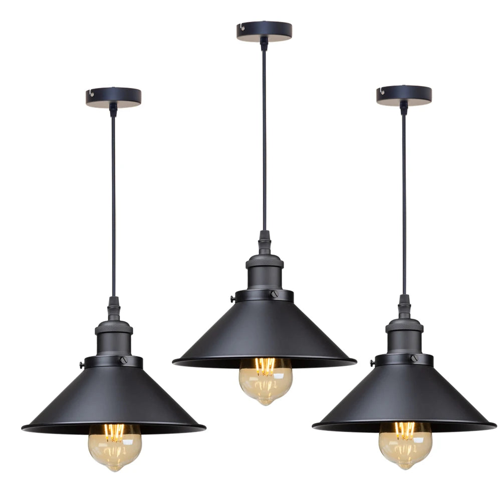 lampe suspendue industrielle conique noire dorée éclairage salon chambre éclairage intérieur E27 adaptable