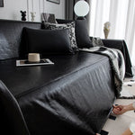 housse canapé moderne simili cuir noir protection imperméable salon grande taille