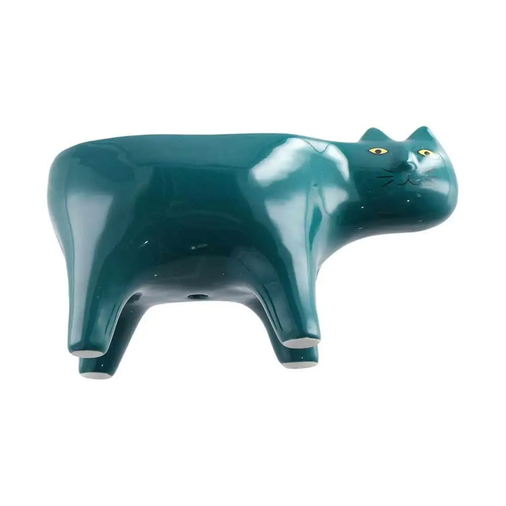 cache pot céramique chat stylisé moderne vert foncé glacé table jardin salon