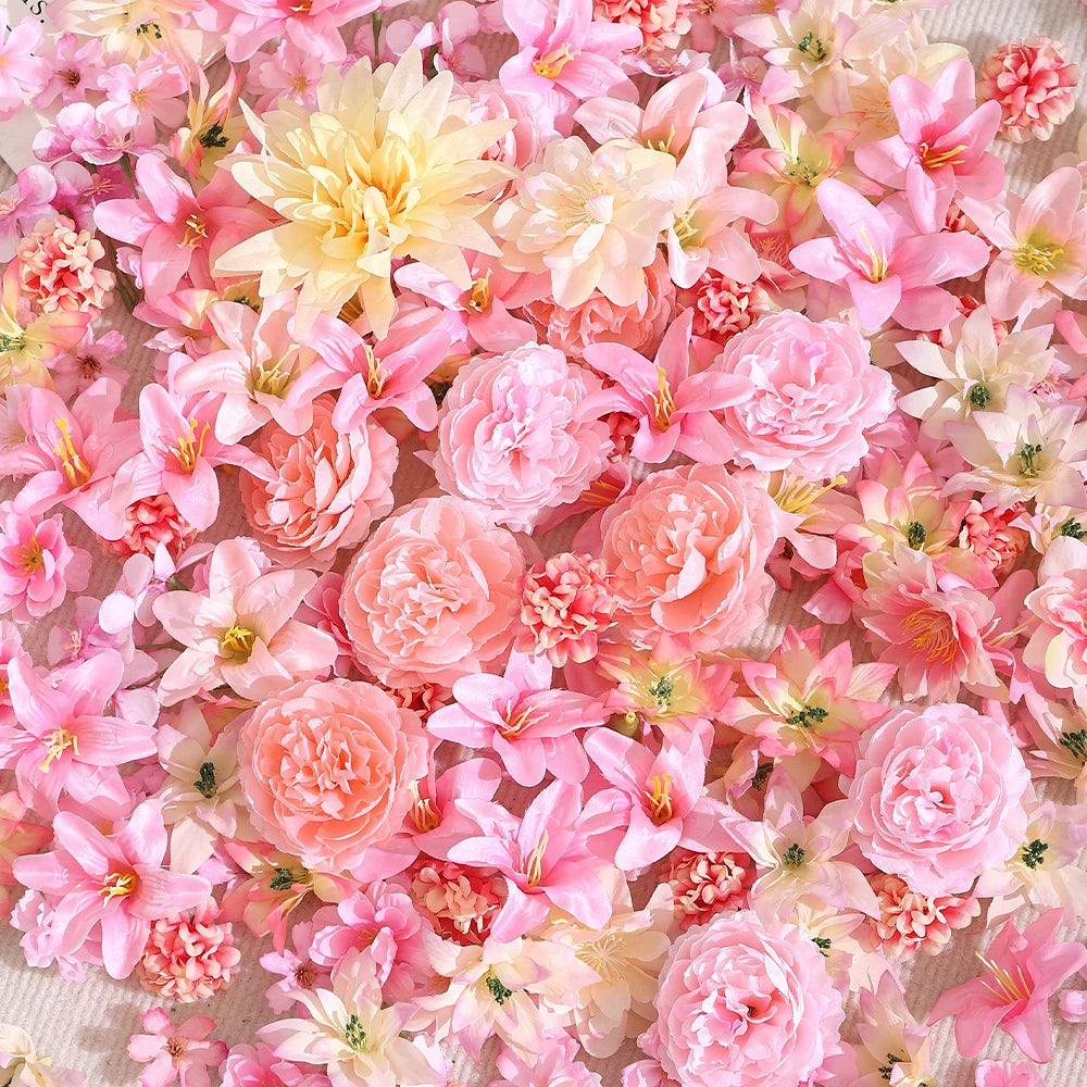 fleurs artificielles rose blanche jaune naturel décoration intérieure mariage anniversaire baby shower pendaison crêpe