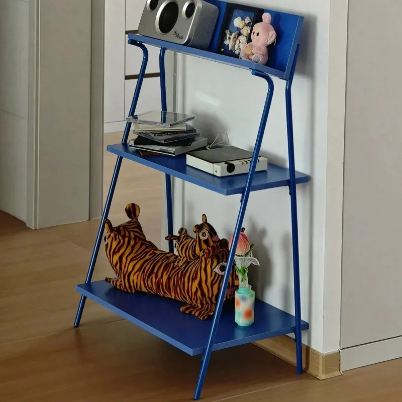 étagère pliable moderne bleu lisse rangement salon jardin plante livre décoration